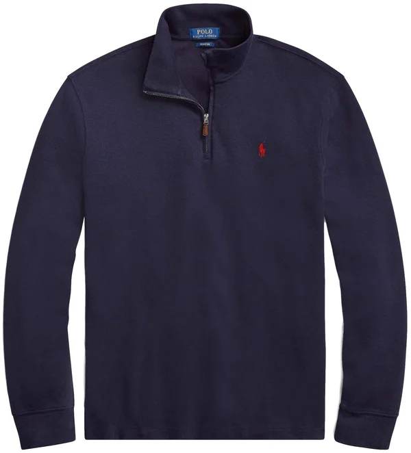 Polo Ralph Lauren Mens Half Zip French Rib Cotton Sweater (M, RLNavy)