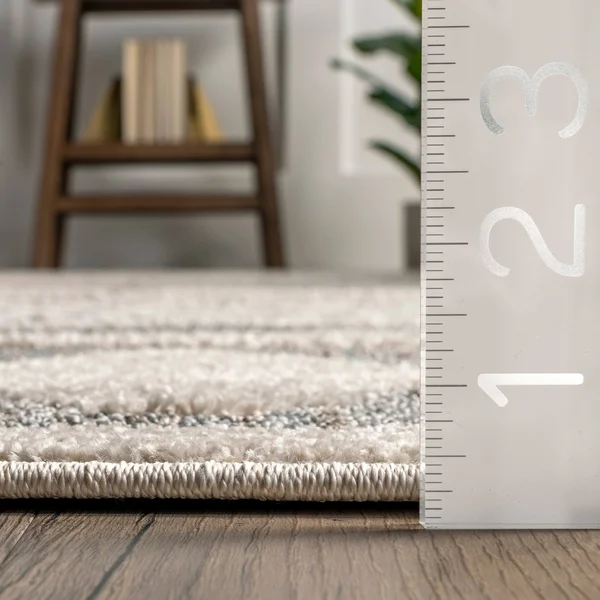 nuLOOM Senna High Low Textured Diamond Banded Grey 6 ft. 7 in. x 9 ft. Indoor Area Rug