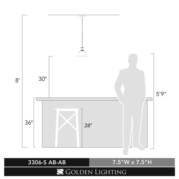 Golden Lighting 3306-S CH-CH Orwell Mini Pendant Light, Chrome