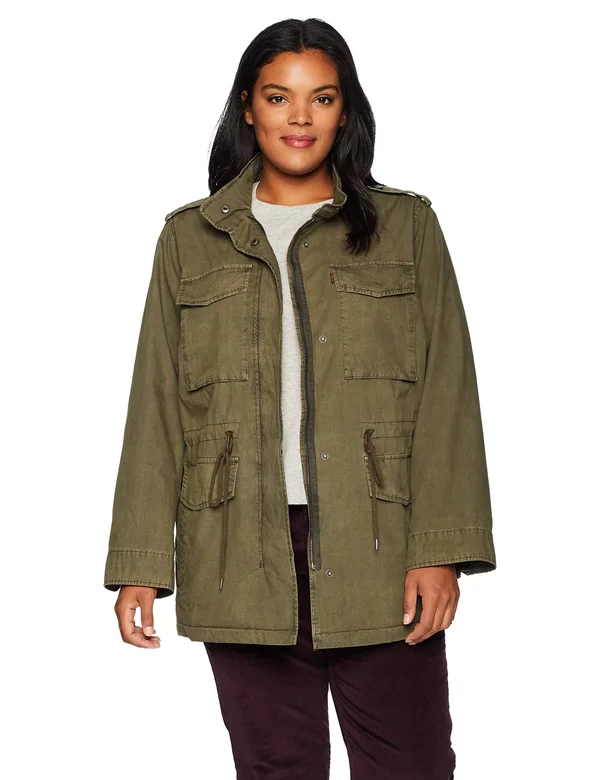 Levi&s Plus Size Parachute Cotton Military Jacket (Army Green) Women's Coat