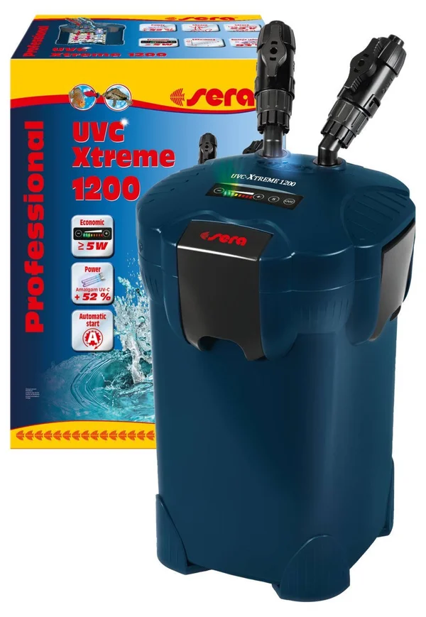 Sera UVC Xtreme Electronically Controllable Outdoor Filter for Aquariums - with Integrated 5 Watt UV-C with Amalgam, This Reduces