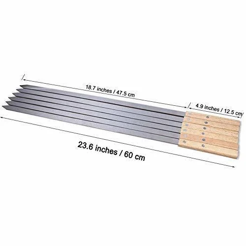 Goutime 23 x 5/8 inch Stainless Steel Shish Kabob Skewers with Bag - Set of 6