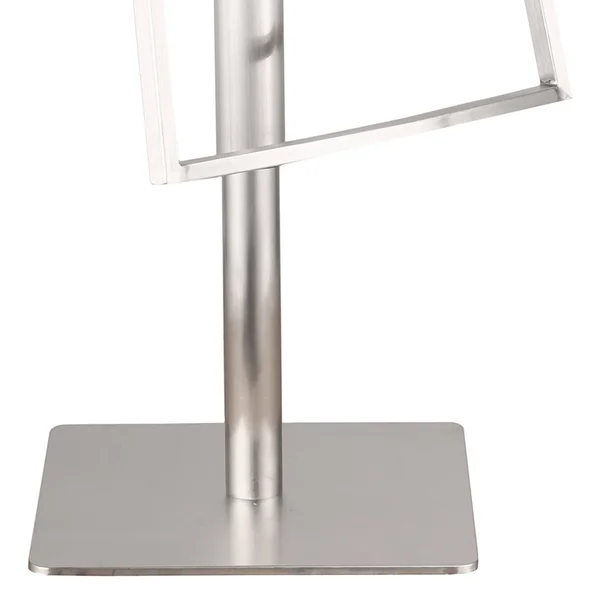 Armen Living Ibiza Adjustable Brushed Stainless Steel Barstool, Gray