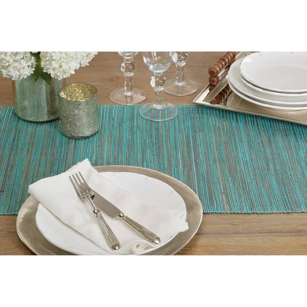 Saro Lifestyle Shimmering Woven Nubby Texture Water Hyacinth Table Runner Rust 14x22x90x22