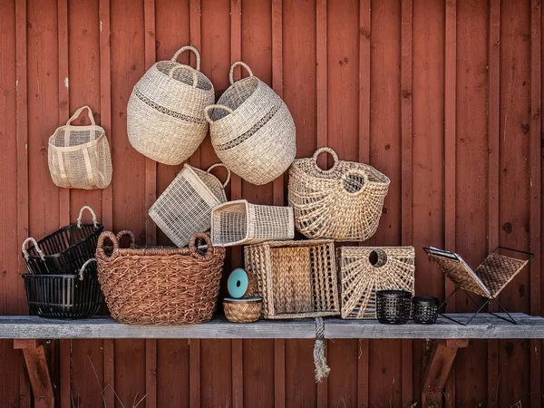 IKEA - LUSTIGKURRE Basket - brown/nipa Palm, 22絰22 絰15 ¾