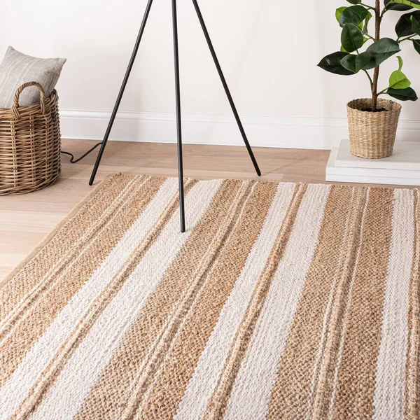 7&x10& Riverton Hand Woven Striped Area Rug Tan - Threshold Designed with Studio McGee