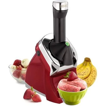 Yonanas 988rd Deluxe Frozen Dessert Maker Premium Chrome Design Dairy Fruit Soft Serve Is Vegan Alternative to Ice Cream BPA Fre