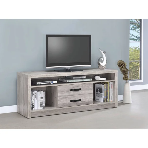 Bergeron Grey Driftwood 2-Drawer TV Console - 59 Inches in Width