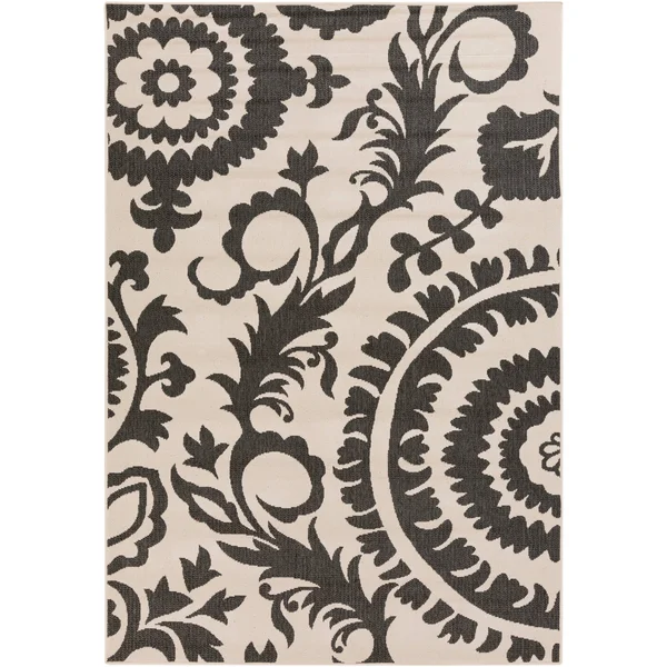 2x8 ft Surya Big Pine Floral Indoor Outdoor Rug - Red