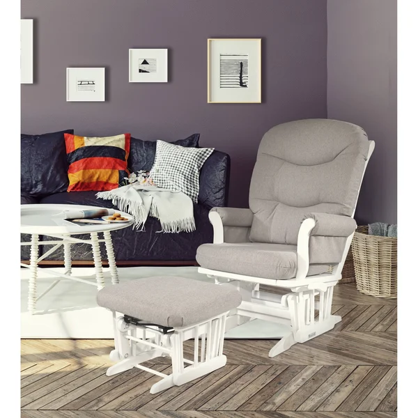 Dutailier Sleigh Glider and Ottoman Combo Light Grey