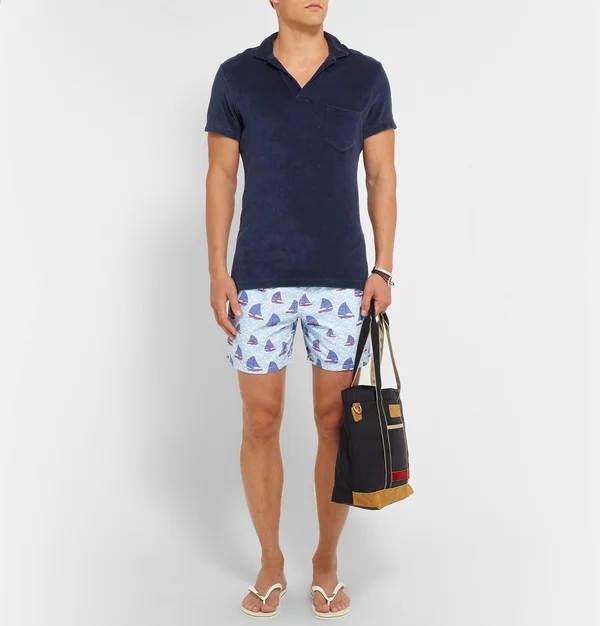 Orlebar Brown Terry Towelling Navy Towelling Resort Polo Shirt - Navy