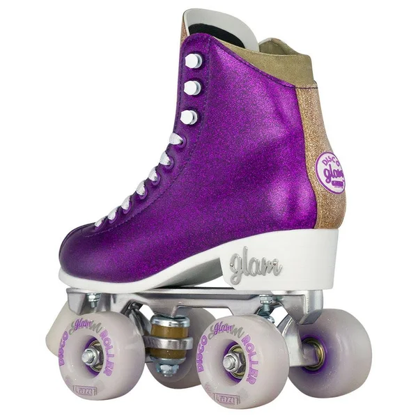 Disco Glam Roller Skates - Glamorous Glitter Quad Skates Teal Glitter, US Mens 3.5, US Ladies 4, EU 35