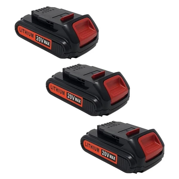 3X Replacement for DeWalt Dcb203 20 Volt 2.0Ah Lithium Ion Battery DCB200 Dcb204 Dcb205 - Black