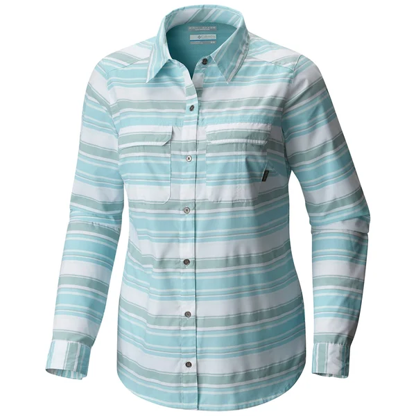 Columbia Women & S Pilsner Peak Stripe Long Sleeve Shirt - Iceberg Stripe