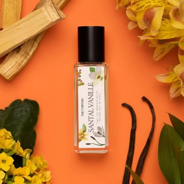 The 7 Virtues Santal Vanille Gemstone Perfume Oil Rollerball - 20 ml