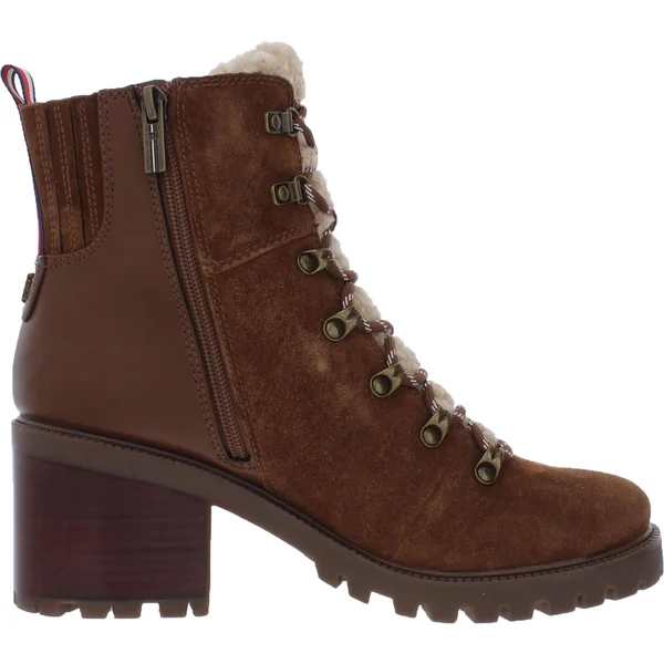 Tommy Hilfiger Lamere Womens Suede Almond Toe Booties, Medium Green