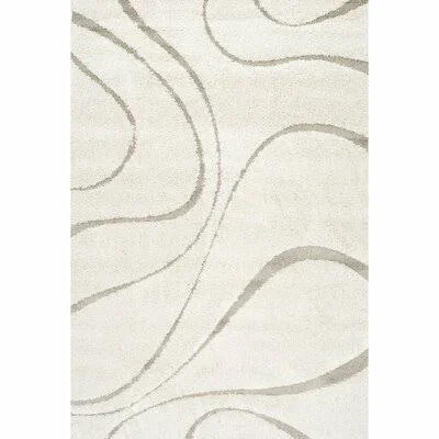 Helgeson Abstract Shag Cream/Taupe Area Rug Wade Logan Rug Size: Rectangle 12& x 15&