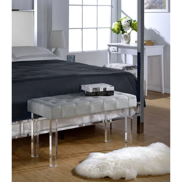 Acme Bagley Bench - Linen & Clear Acrylic