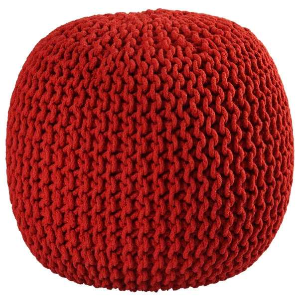 Pouf Ottoman Cotton Rope, Red, 16-inch, 18 x 18 x 16