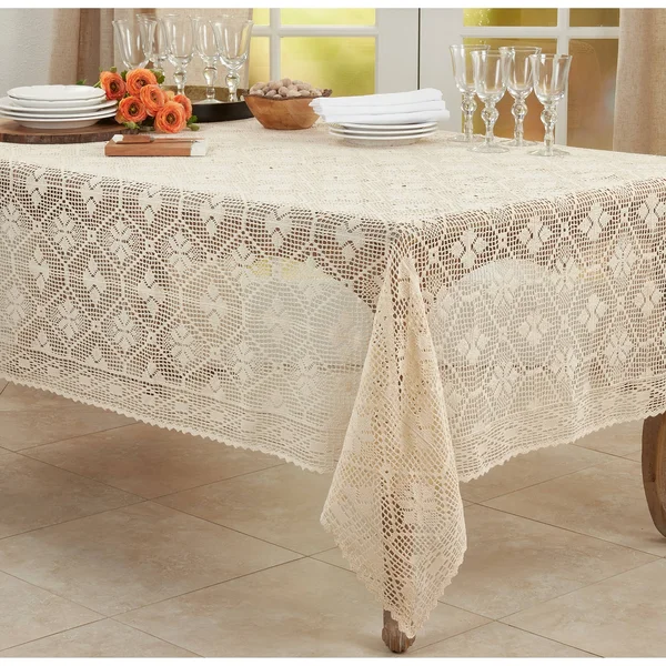 Crochet Design Tablecloth - Saro Lifestyle 9820.E6588B