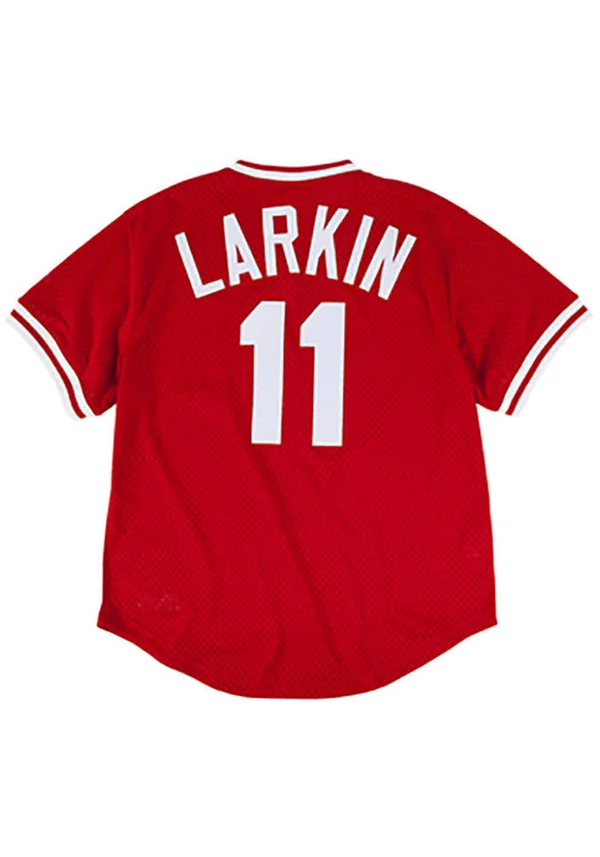 Mitchell & Ness Barry Larkin Red Cincinnati Reds Authentic Mesh Batting Practice Jersey