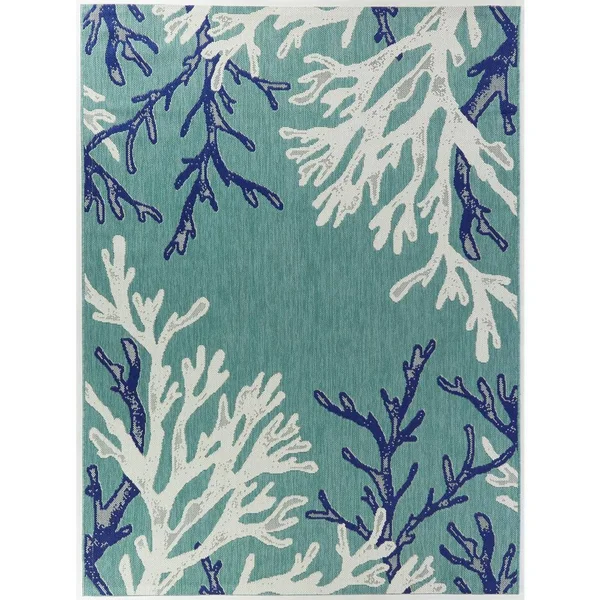Hampton Bay Reef Blue 6 ft. x 9 ft. Indoor/Outdoor Area Rug
