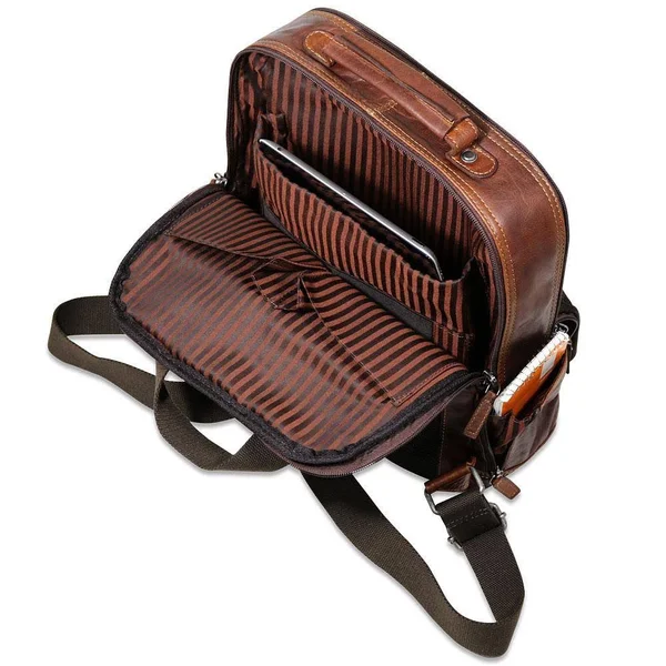 Jack Georges Voyager Small Convertible Messenger Backpack - Brown
