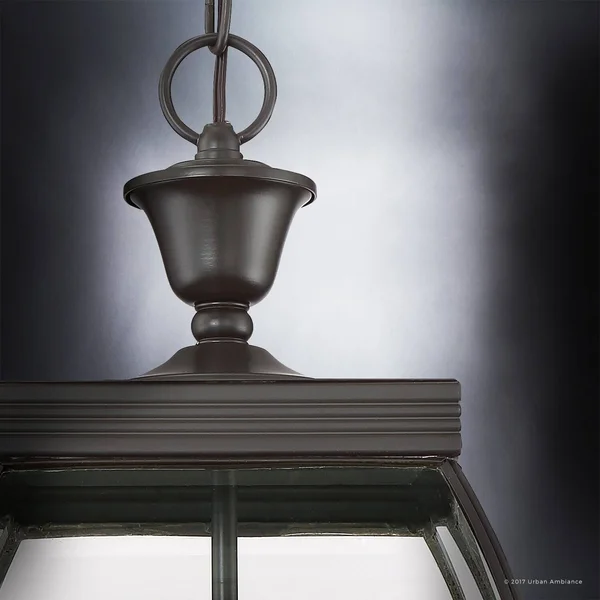 Luxury Colonial Outdoor Pendant Light - Large Size: 20.5x22H x 9x22W, with Transitional Style Elements, Bowed Design, Gorgeous Da