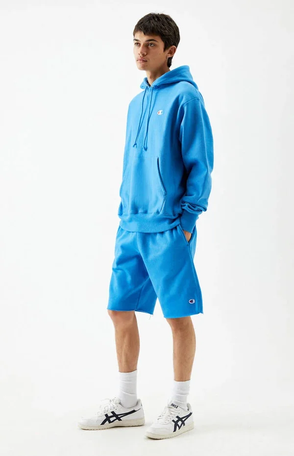 Champion Life REVERSE Weave Cut-Off Shorts - Blue - Casual Shorts