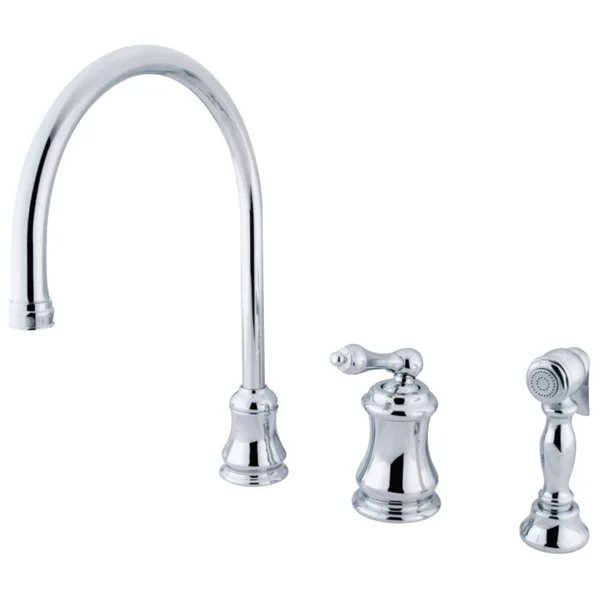 Kingston Brass KS3811ALBS Single Handle Widespread Kitchen Faucet with Brass Sprayer - Polished Chrome
