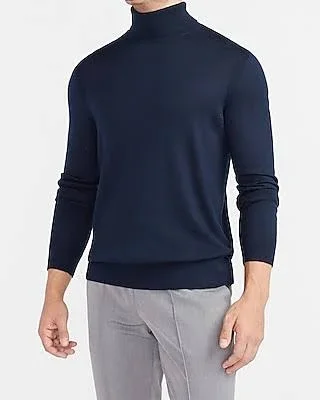 Solid Merino Wool-Blend Turtleneck Sweater Blue Men's M