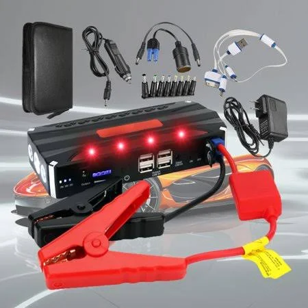 12V 68800mAh Car Jump Starter Battery Emergency Power Bank Starter 4USB Multi-Function Portable - Black
