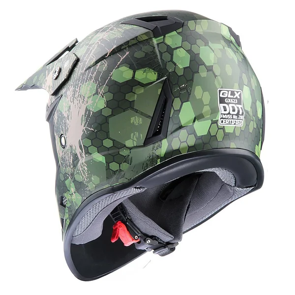 GLX Youth Kids Off Road Motocross ATV Dirt Bike Helmet Camouflage Green Dot Gloves Goggles S