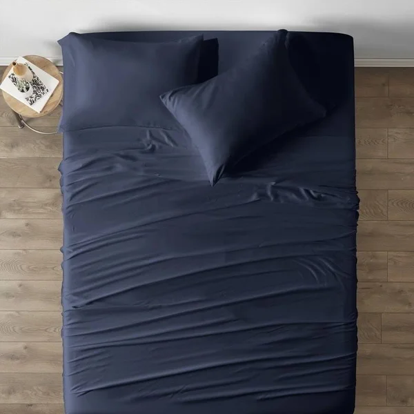 Becky Cameron Premium Rayon from Bamboo 4 Piece Luxury Bed Sheet Set (Queen - Light Blue)