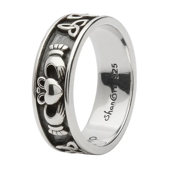 Unisex Sterling Silver Claddagh and Trinity Wedding Ring SU-SD21 - 10.5