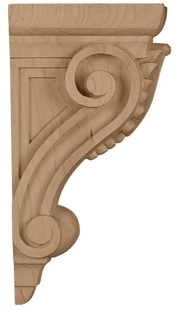 3 3/4x22W x 4 3/8x22D x 8 1/2x22H Medium Fig Leaf Corbel - Rubberwood