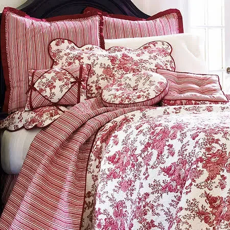 Toile Garden Bedspread, Multiple Colors