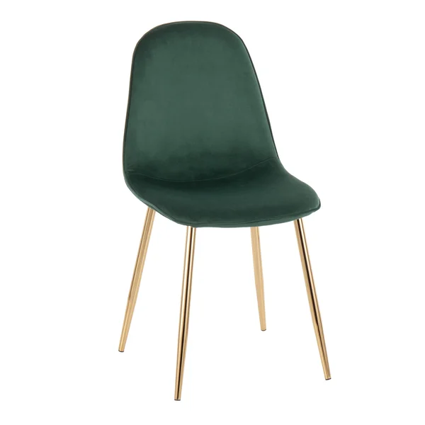 Pebble Chair - Set of 2 - Gold Steel, Green Velvet