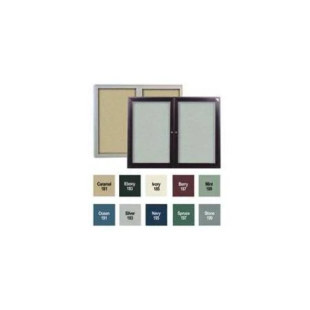 Ghent 48x22x60x22 2-Door Bronze Aluminum Frame Enclosed Vinyl Bulletin Board - Silver