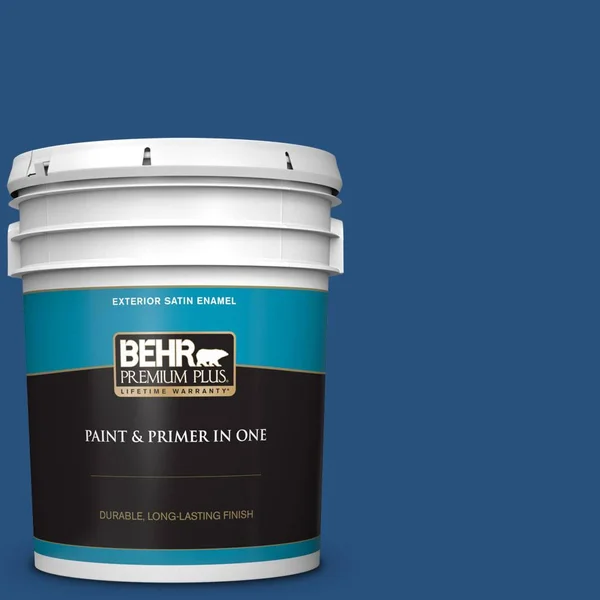 BEHR Premium Plus 5 gal. #S-H-570 Blueberry Twist Satin Enamel Exterior Paint and Primer in One