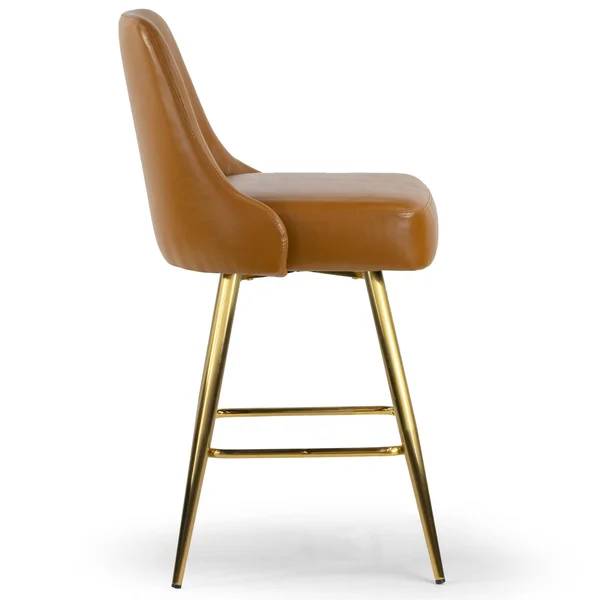 Glamour Home Set of 2 Auren Upholstered Stool with Golden Legs - Counter Height - 23-28 in.