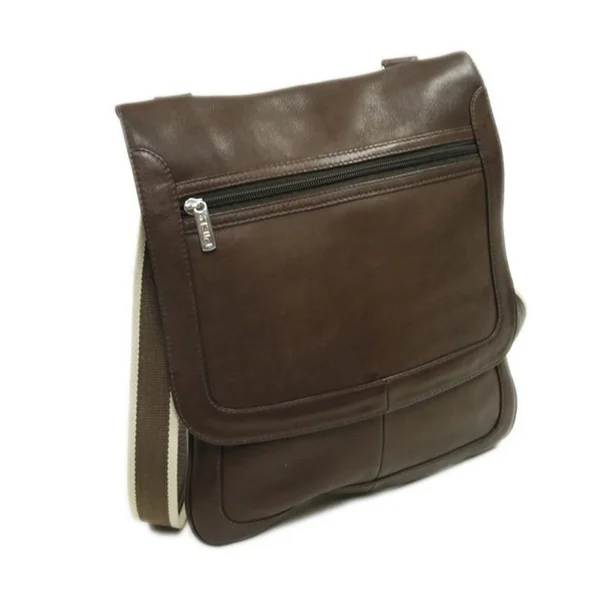 Piel Leather Small Vertical Messenger - Chocolate