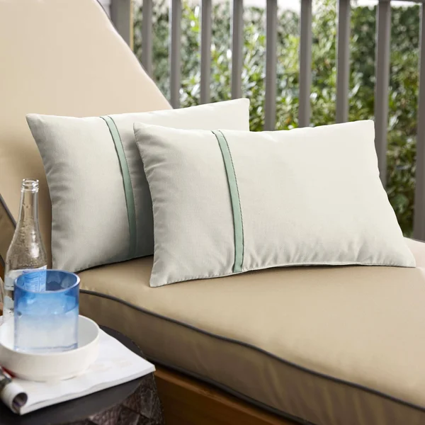 Humble and Haute Humble + Haute Sunbrella Canvas Natural and Canvas Spa Single Small Flange Indoor/ Outdoor Pillows - Set of 2
