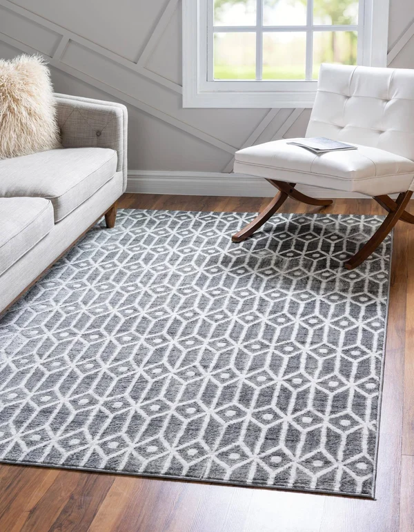 Unique Loom Matrix Trellis Diamonds Rug - 9& x 12&, Gray