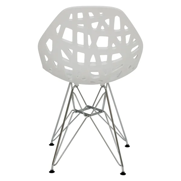 LeisureMod Akron Side Chair with Chrome Legs Akm19w - White