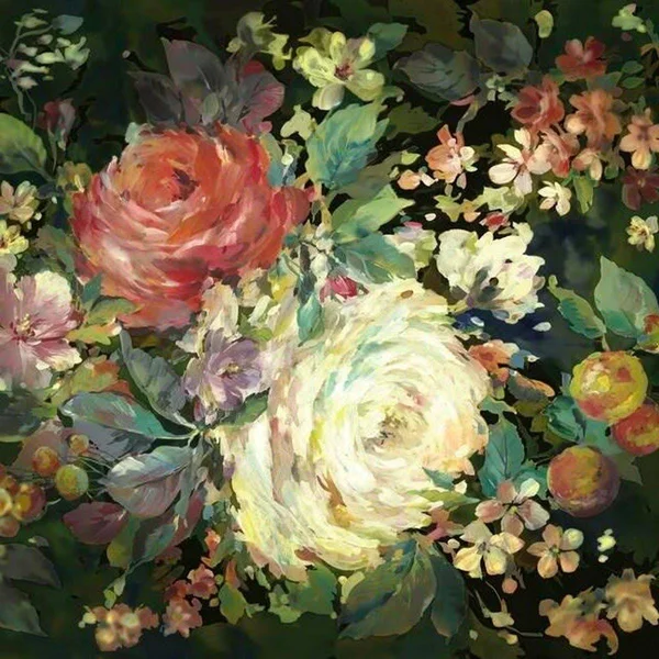 York Wallcoverings Impressionist Floral Wall Mural in Red