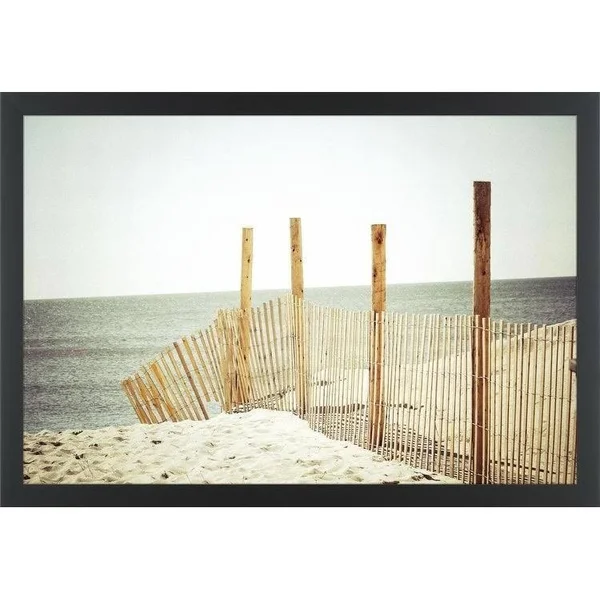Easy Art Prints Jessica Reiss's 'Wooden Beach Fence' Premium Canvas Art - 12 x 18 - Classic Black Frame