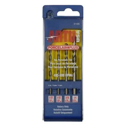 Artu Porcelain Plus Tungsten Carbide Glass and Tile Bit Set 1/4in Round Shank 01405