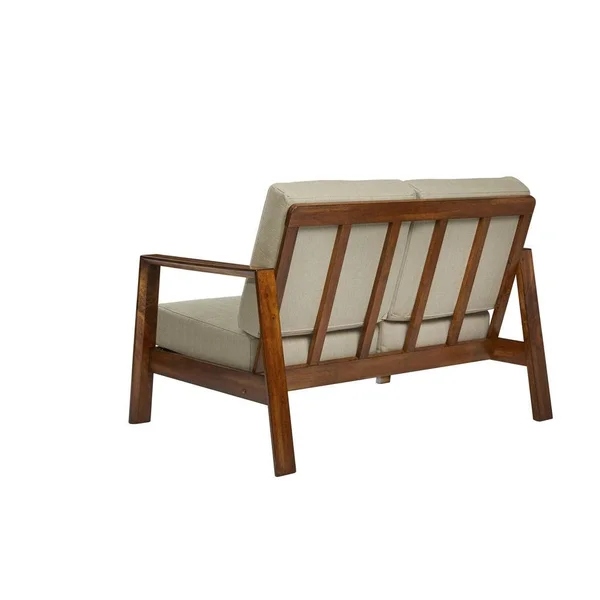 Carson Carrington Horuphav Mid-Century Tan Linen and Wood Loveseat