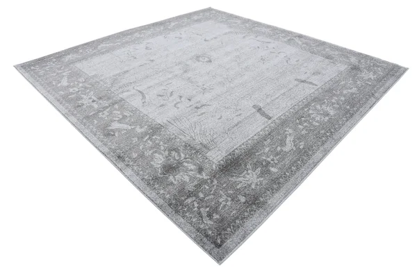 Unique Loom La Jolla Floral Light Gray 8& 0 x 8& 0 Square Rug